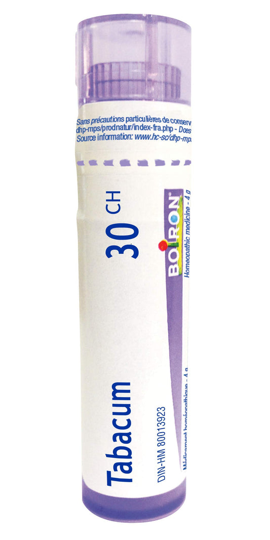 Boiron Tabacum 30ch,Homeopathic Medicine. Each Tube Contains 4 g (Approximately 80 pellets)