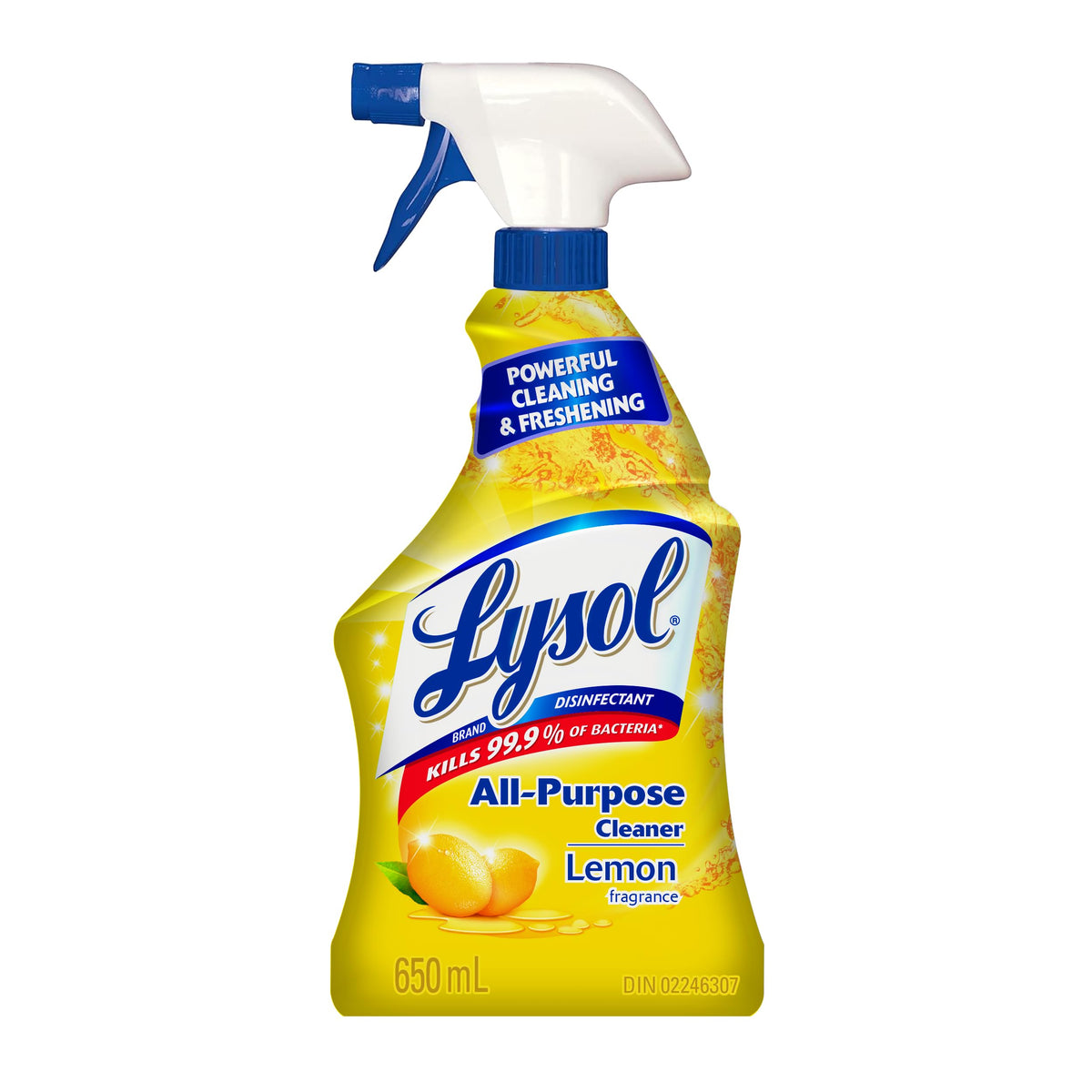 LYSOL All Purpose Cleaner Trigger Spray, Grease Fighting Multi Surface Cleaner, Removes Soap Scum, Lemon Scent, 650 mL