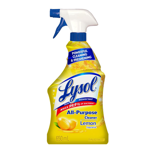 LYSOL All Purpose Cleaner Trigger Spray, Grease Fighting Multi Surface Cleaner, Removes Soap Scum, Lemon Scent, 650 mL
