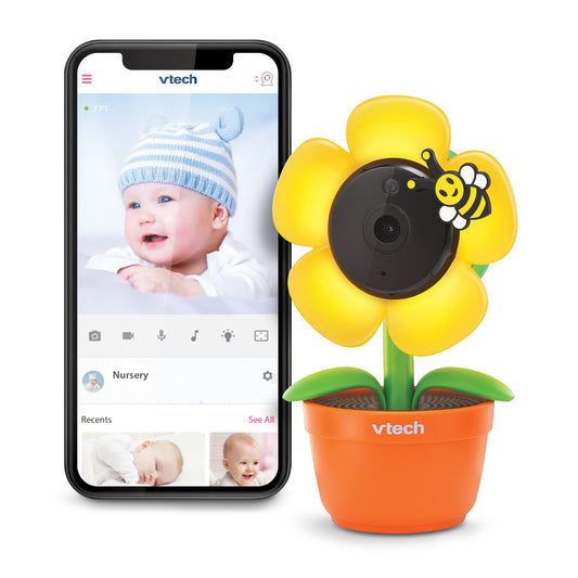 VTech 1080p WiFi Yellow Daisy Remote Access Video Baby Monitor with Night Light, RM9751