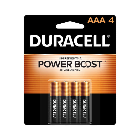 Duracell Coppertop AAA Batteries with Power Boost Ingredients, Triple A Batteries, 4 Count (Pack of 1) for Household and Office Devices, Alkaline AAA Battery