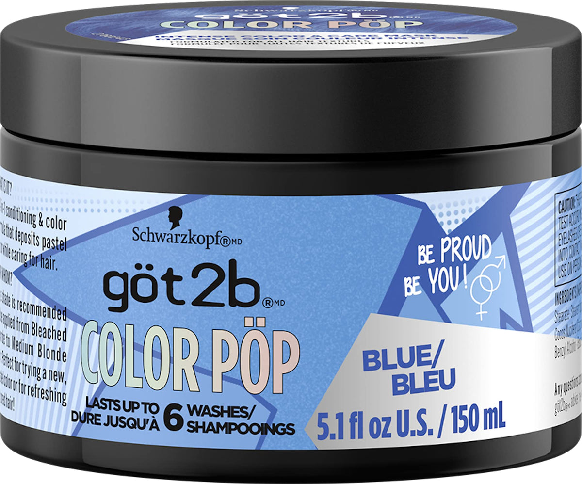 Got2b Color Pop Semi Permanent Hair Color, Blue Hair Colour Mask, 150ml
