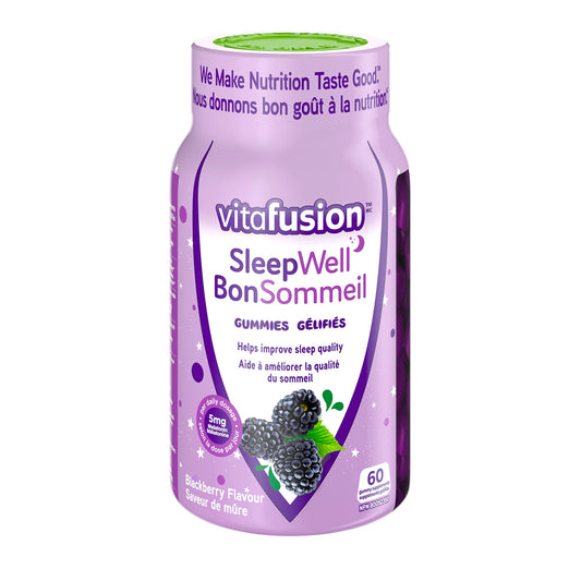 Vitafusion Sleepwell Adult Vitamin Gummies, 5mg Melatonin Per Daily Dose, Helps Improve Sleep Quality, 60 Count (1 Month Supply), Packaging May Vary