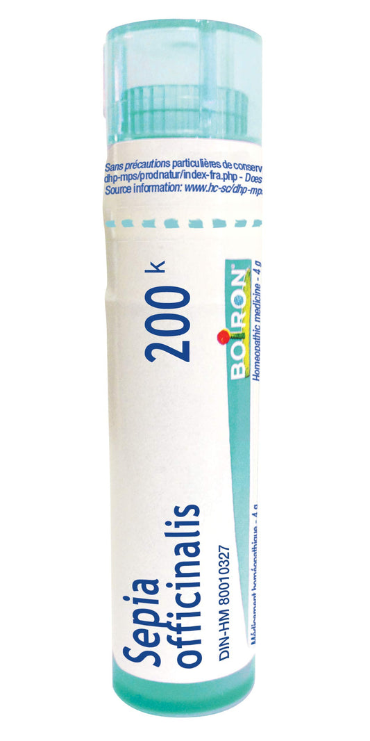 Boiron Sepia officinalis 200k,Homeopathic medicine. Each tube contains 4 g (approximately 80 pellets)