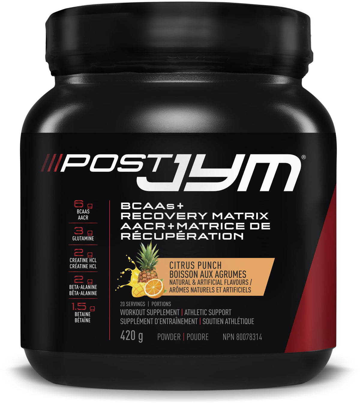 Post JYM Active Matrix, Post-Workout with BCAA's, Glutamine, Creatine HCL, Beta-Alanine and More, JYM Supplement Science, Citrus Punch, 20 Servings