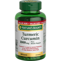 NATURE'S BOUNTY Turmeric Curcumin Plus Black Pepper, 1000 mg, Anti-inflammatory For Joint Pain, Aids Digestion, Antioxidant, Capsules, 108.9 g