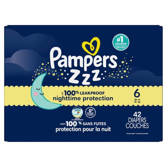 Pampers Diapers Size 6, 42 Count - Pampers Swaddlers Overnights Disposable Baby Diapers, Super Pack (Packaging & Prints May Vary)