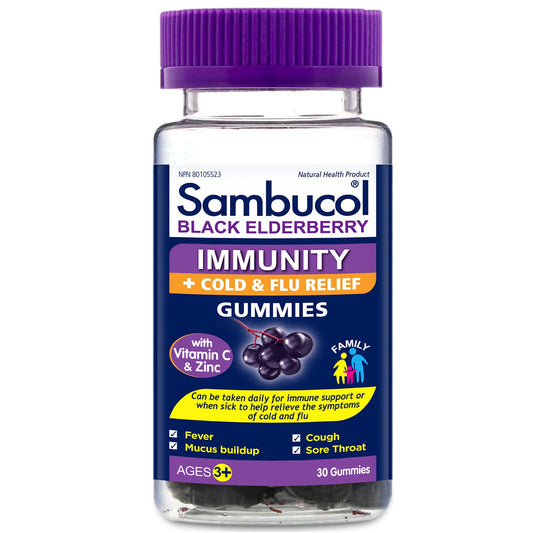 Sambucol Black Elderberry Immunity Gummies | Immune Support & Antioxidant | Quickly Relieves Cold & Flu Symptoms | Ideal for Families | Gluten Free | 30 count (Pack of 1)
