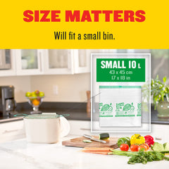 Glad 100% Compostable Drawstring Bags - Small 10 Litres - Drawstring, 30 Compost Trash Bags - Unscented