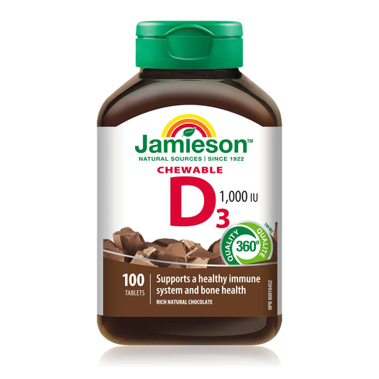 Jamieson Vitamin D 1,000IU Chewable - Chocolate 100 Tablets