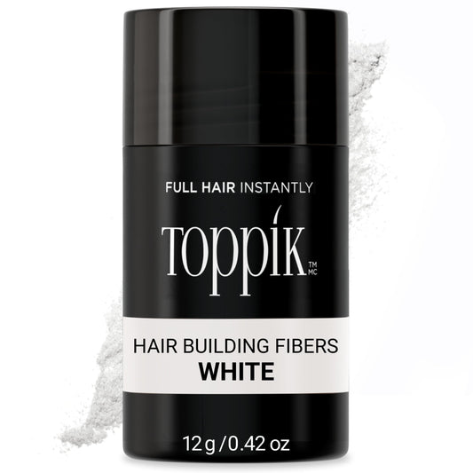 TOPPIK Hair Building Fibers for Instantly Fuller Hair, White, 12 g, Fill In Fine or Thinning Hair, Instantly Thicker Looking Hair, Multiple Shades for Men & Women