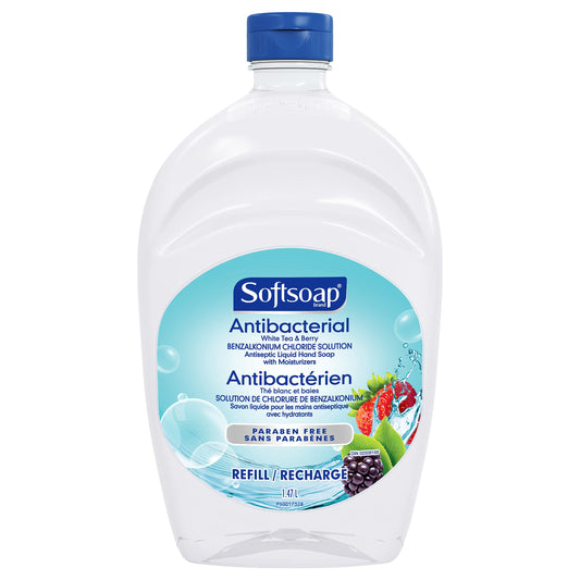 Softsoap Antibacterial Liquid Hand Soap Refill - White Tea and Berry 1.47 Liters - Moisturizing Hand Wash, Savon a Main, Dermatologically Tested, for Soft Smooth Skin
