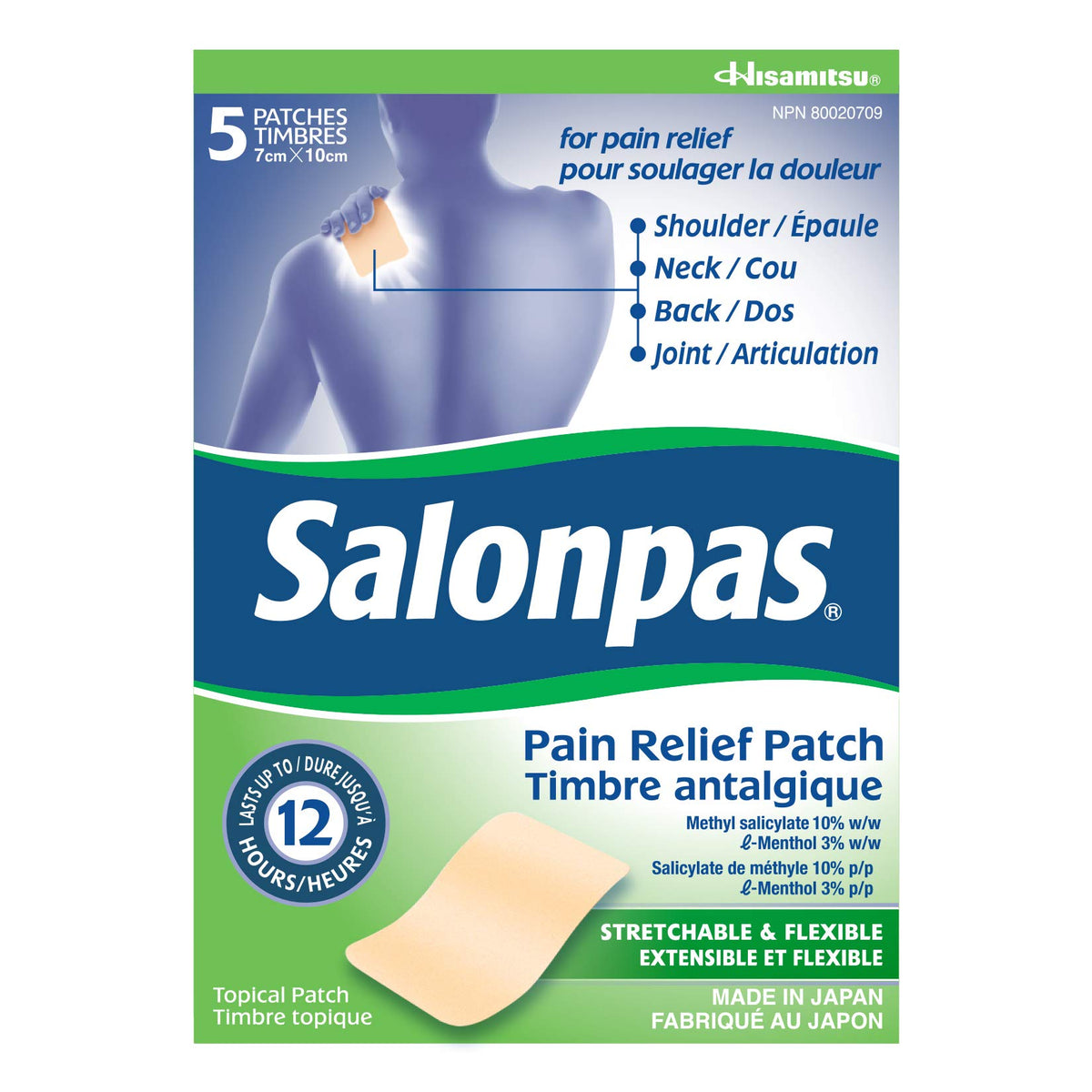Salonpas 12 Hour Pain Relief Patch, 5 Count