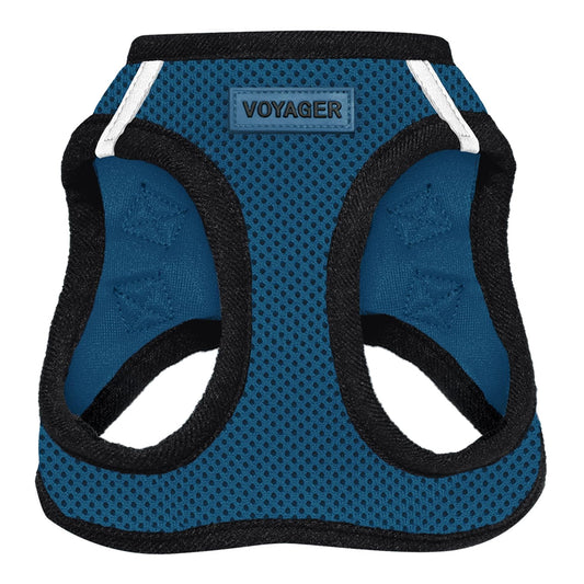 Best Pet Supplies - All Weather Mesh, Reflective, No Pull Harness for Small, Medium Dogs, Cats - Secure with Hook & Loop Fastener, Buckle, Double D-Rings - Blue/Black Trim, XXS