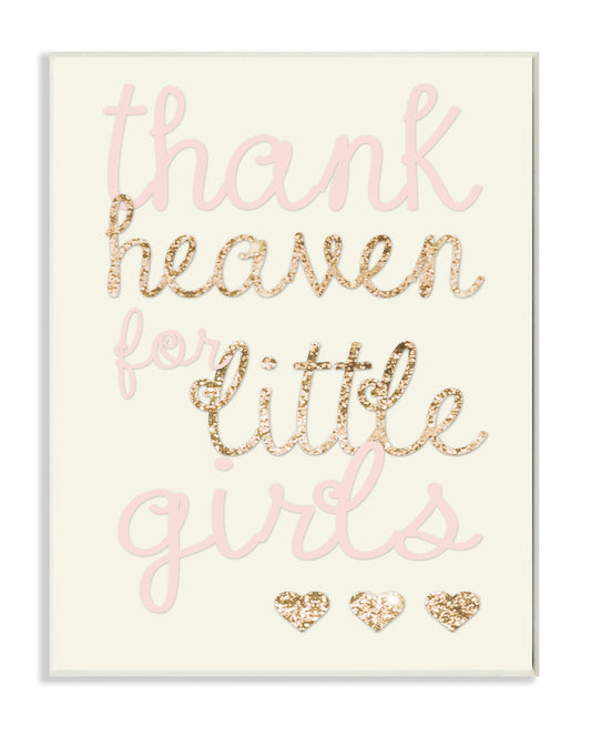 Stupell Industries Home Décor Thank Heaven For Little Girls Sequin Wall Plaque Art, 10 x 0.5 x 15