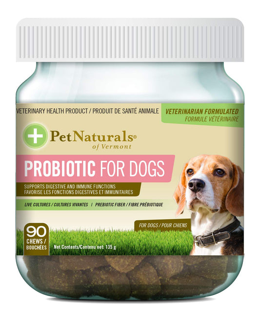 Pet Naturals, Daily Probiotic for Dogs, Digestive Health Supplement, Natural Duck Flavor, 90 Bite-Sized Chews, Brown Chew