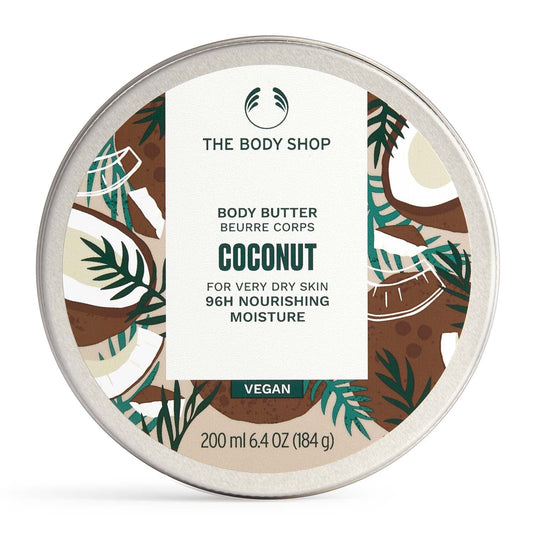 The Body Shop Nourishing Coconut Oil Body Butter for Dry Skin – Ultra-Rich Body Moisturizer & Hydrating Body Cream for Women, 200ml