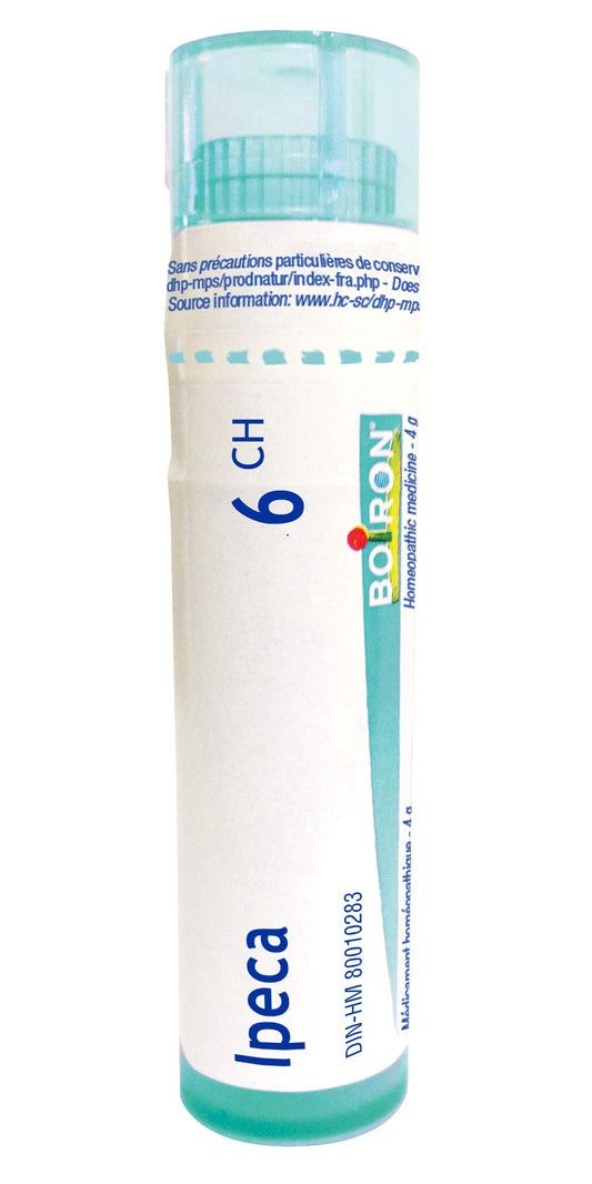 Boiron Ipeca 6ch,Homeopathic medicine. Each tube contains 4 g (approximately 80 pellets)