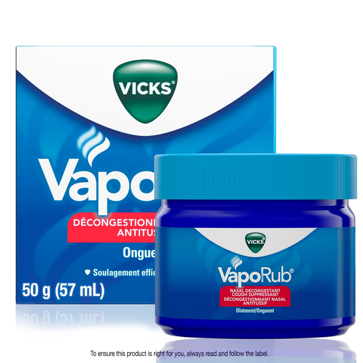 Vicks VapoRub Nasal Decongestant, Cough Suppressant, Relief from Cold, Aches, & Pains, Chest Rub Ointment, Original scent, 50 g/57 mL