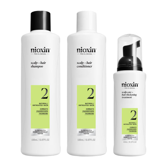 Nioxin Scalp + Hair Thickening System 2 - Hair Thickening System for Natural Hair with Progressed Thinning, Trial Size (Packaging May Vary)