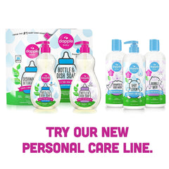 Dapple Baby - Bottle & Dish Soap, Plant Based Bottle Cleaner, Baby Safe Liquid Dish Soap, Fragrance Free Scented - Travel Size, 89 ml, 3 Ounces (Packaging may vary)