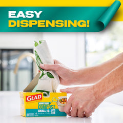 Glad 100% Compostable Drawstring Bags - Small 10 Litres - Drawstring, 30 Compost Trash Bags - Unscented