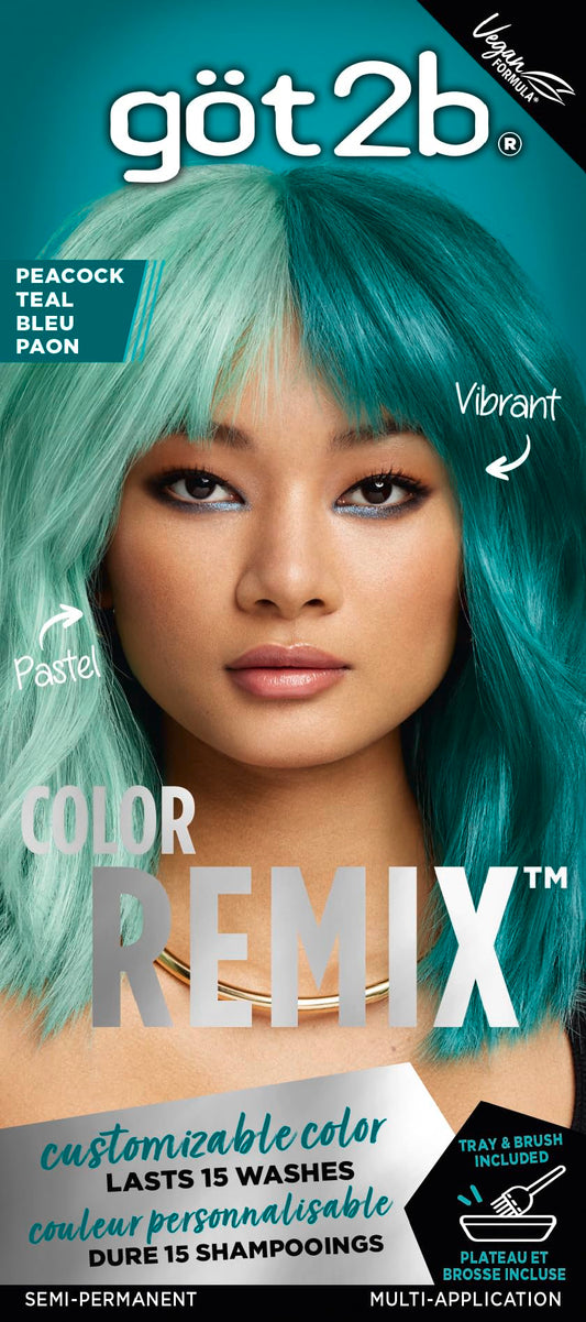 Got2b Color Remix, Customizable Semi-Permanent Hair Color, Peacock Teal 097, 1 Pack/50 ml