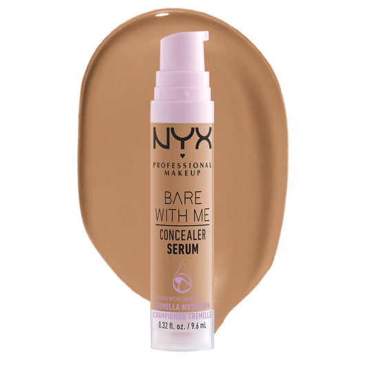 NYX Professional Makeup Concealer, Under eye concealer, Bare With Me Serum, Satin and Natural Finish, Infused with Tremella Mushroom and Green tea for 24HR Hydration, Vegan Formula - 08 Sand, 9.6mL