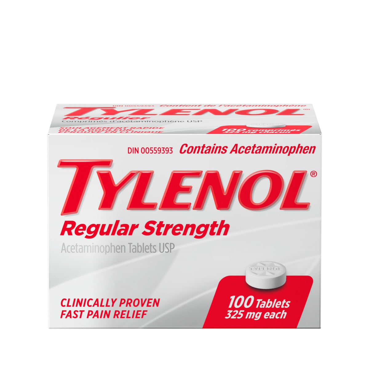 Tylenol Regular Strength Pain Relief Acetaminophen 325Mg Eztabs 100 count
