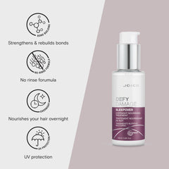 Joico Defy Damage Overnight Nourishing Sleepover Treatment, Hair Repair for Dry Damaged Hair, Mask for Curly or Colored Hair, 100mL