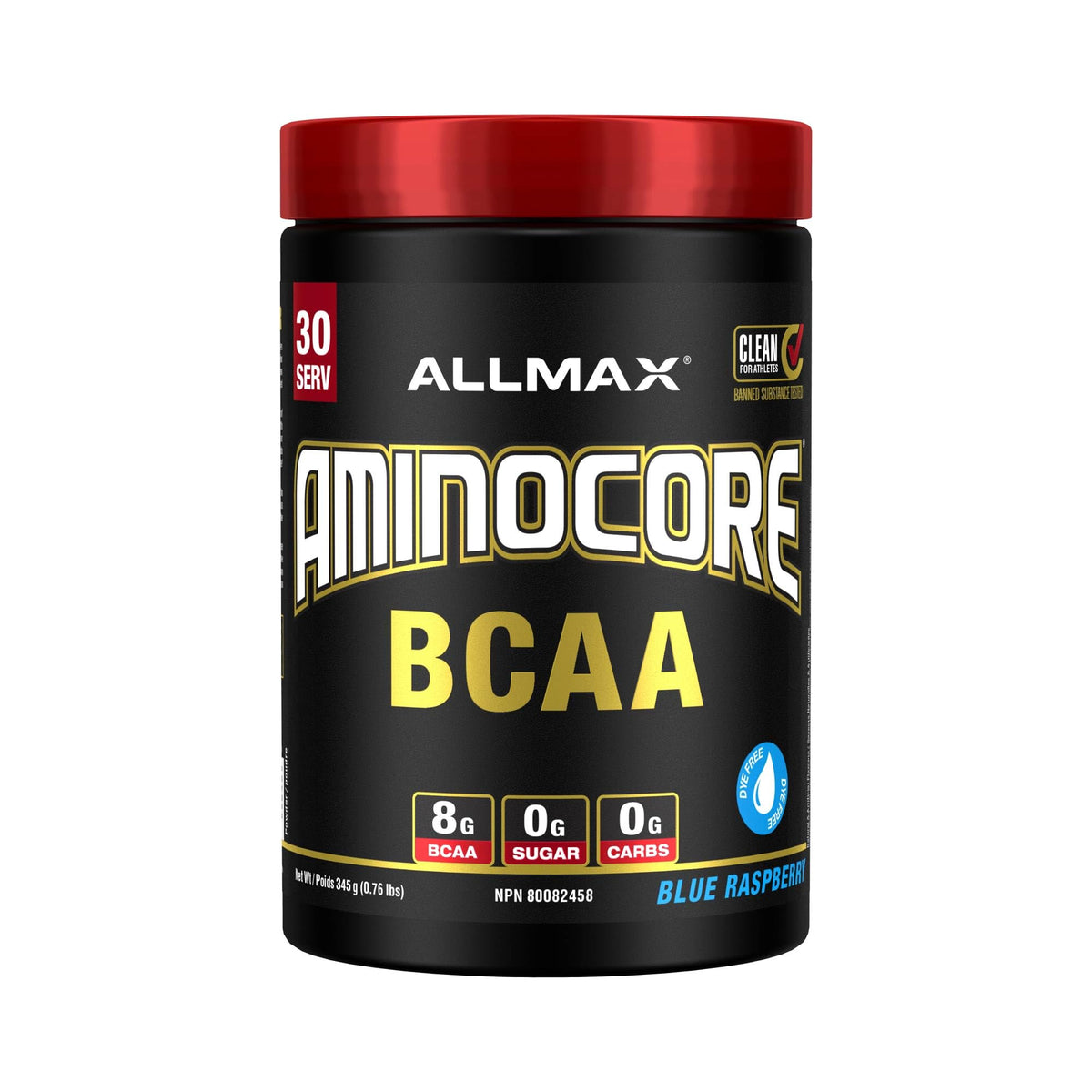 ALLMAX AMINOCORE BCAA Powder for Workout Muscle Recovery & Increased Endurance - Sugar Free, No Fillers 8.18 Grams Bcaas Amino Acids, B Vitamins for Women and Men - 30 Servings | Blue Raspberry, 345g