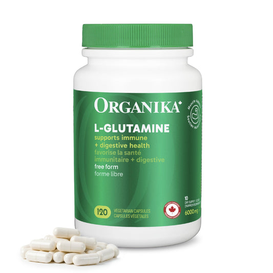 Organika Canadian-Made L-Glutamine - High-Absorption Formula - For Better Immune Defense, Muscle Recovery and Gut Health | 500mg 120vcaps