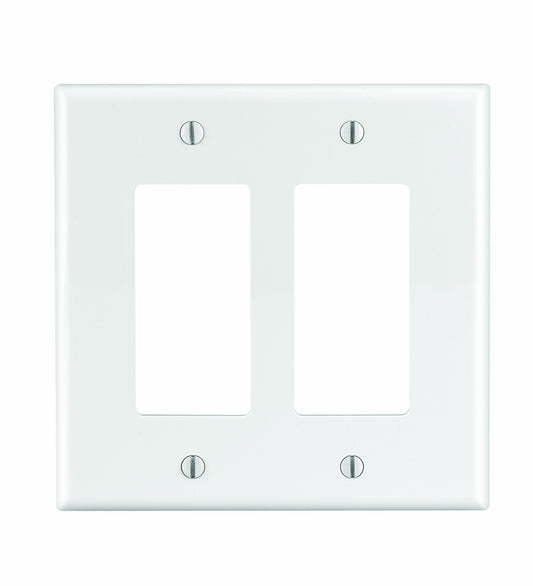 Leviton Decora 2-Gang Wallplate, Midway Size, PJ262-00W, White