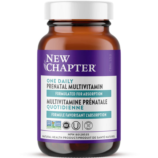 New Chapter One Daily Prenatal Multivitamin - Pregnancy Supplement for Women - Supports Fetal Development - Includes Choline & Methylfolate - Non-GMO, Dairy Free, Gluten Free & Vegetarian - 30 Tablets