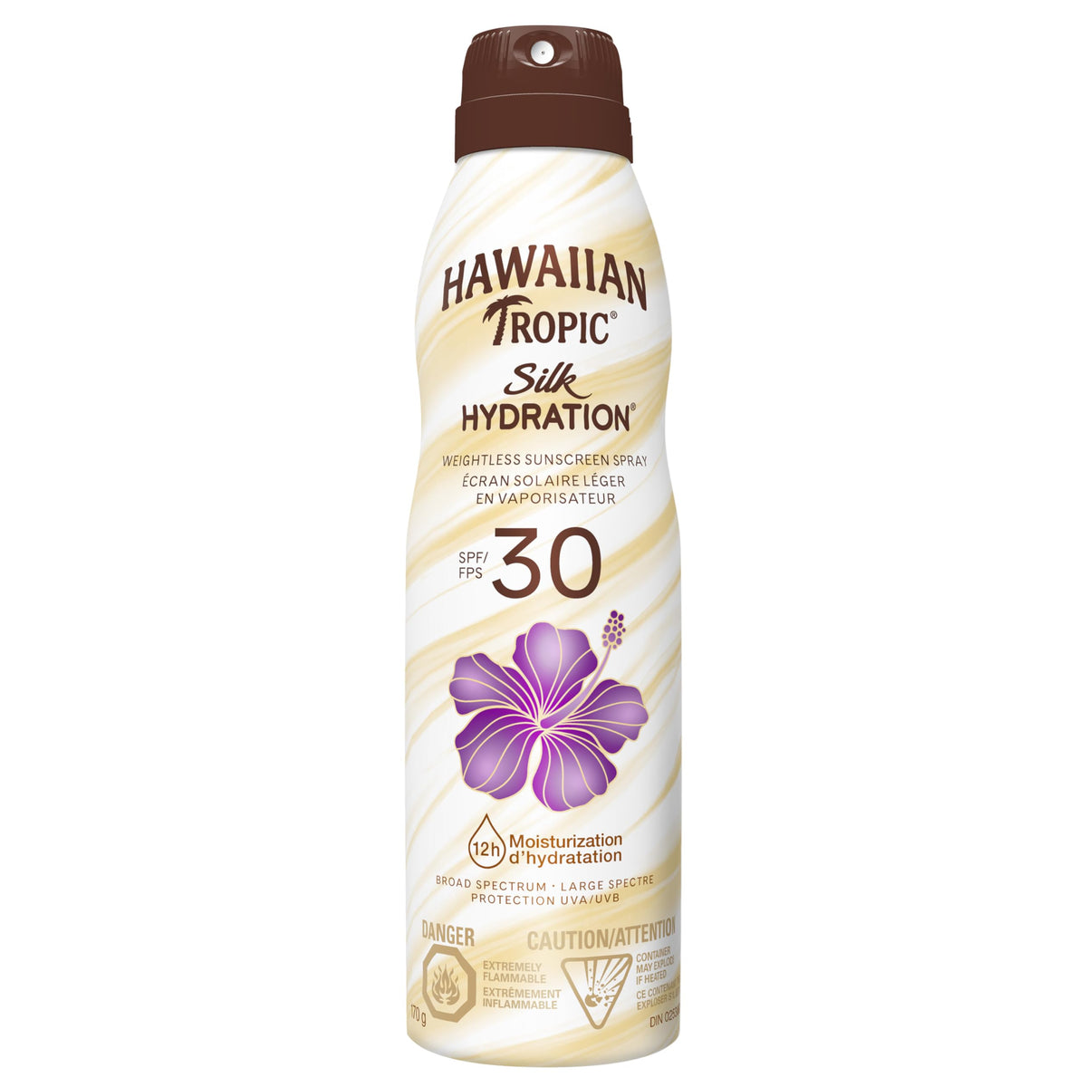 Hawaiian Tropic Silk hydration weightless sunscreen spray with air-soft texture, SPF 30, 170g