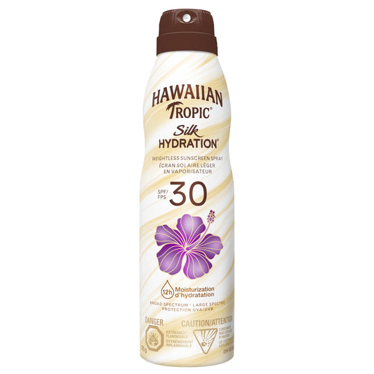 Hawaiian Tropic Silk hydration weightless sunscreen spray with air-soft texture, SPF 30, 170g