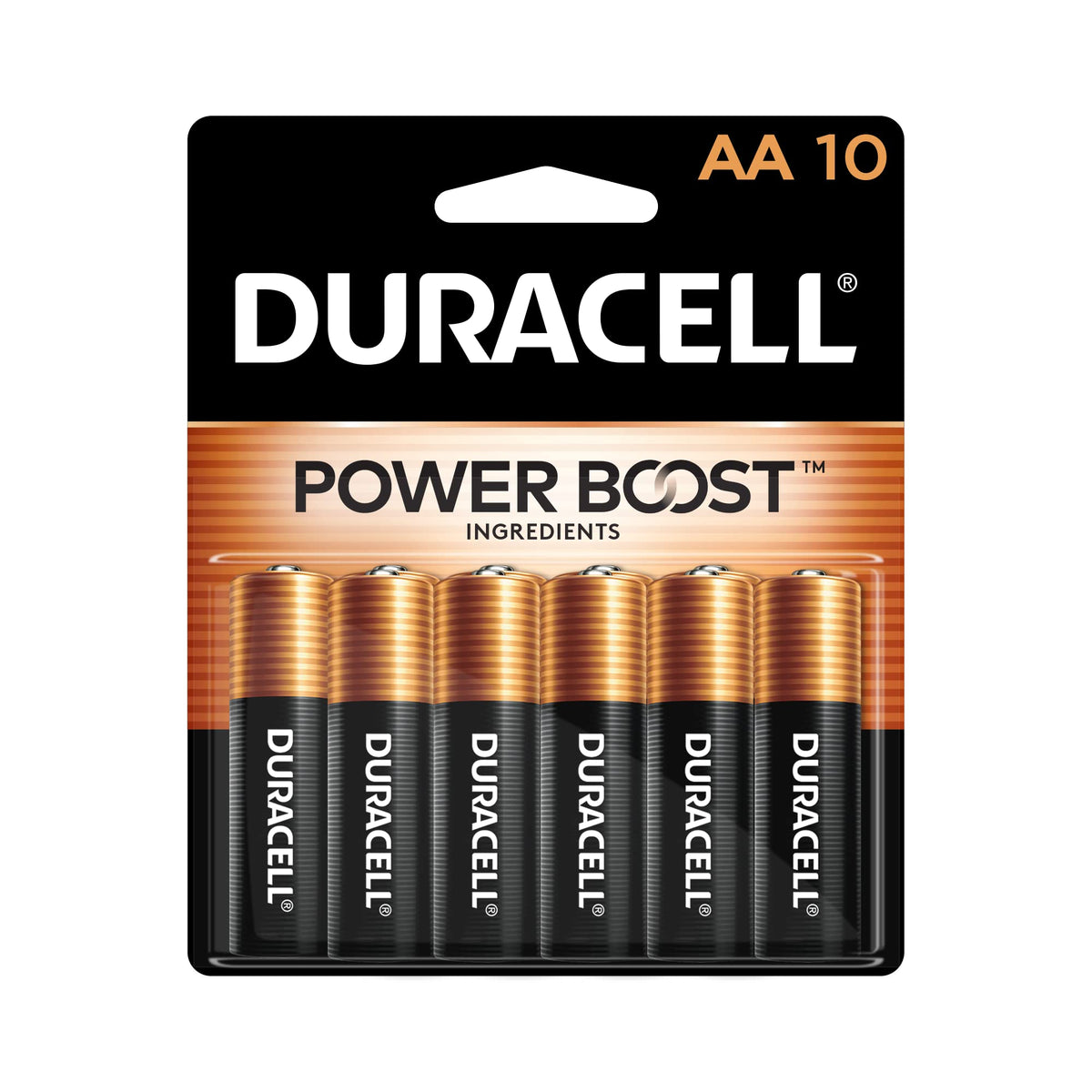 Duracell Coppertop AA Batteries with Power Boost Ingredients, 10 Count (Pack of 1) Double A Battery with Long-lasting Power, Alkaline AA Battery for Household and Office Devices
