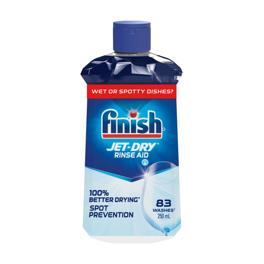Finish Jet Dry Dishwasher Rinse Aid for Shinier and Dryer dishes, Spot prevention, 250 ml