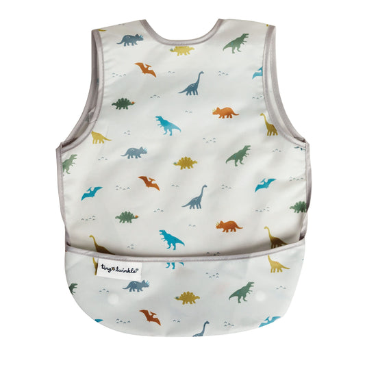 Tiny Twinkle Mess Proof Baby Bib Waterproof Toddler and Baby Apron Bib Machine Washable Dinosaur