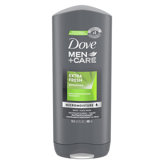 Dove Men + Care Extra Fresh Body & Face Wash for cooling refreshment and skin strengthening nutrients with MicroMoisture Technology 400 ml