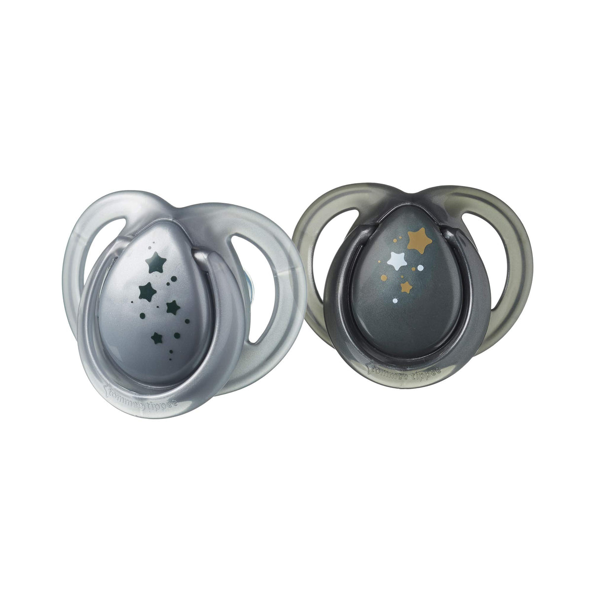 Tommee Tippee Midnight Skies Orthodontic Pacifier, 0-6 months – 2 Count (Pack of 1)