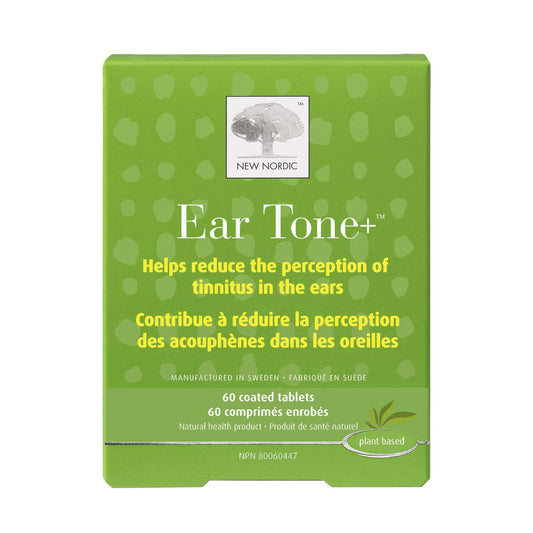 New Nordic Ear Tone - Ear Supplement to Support Tinnitus Relief - Includes Ginkgo Biloba, Pine Bark & Magnesium - Aids Blood Circulation - 60 Vegan Tablets