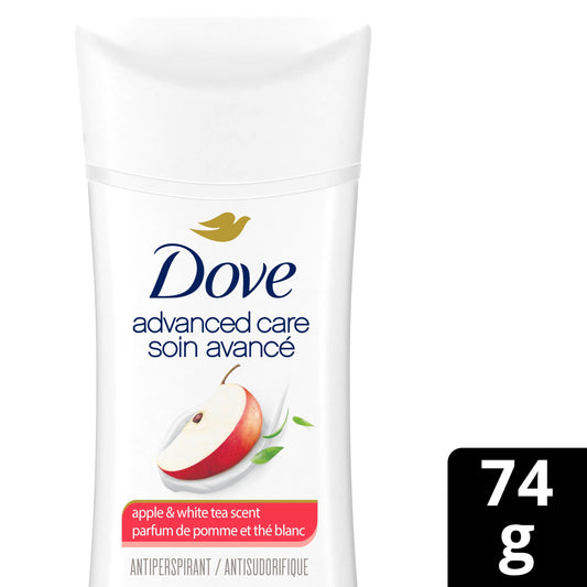 Dove Advanced Care Antiperspirant Deodorant for Women Apple & White Tea Scent with Pro-Ceramide Technology for Soft, Resilent Skin, 74g