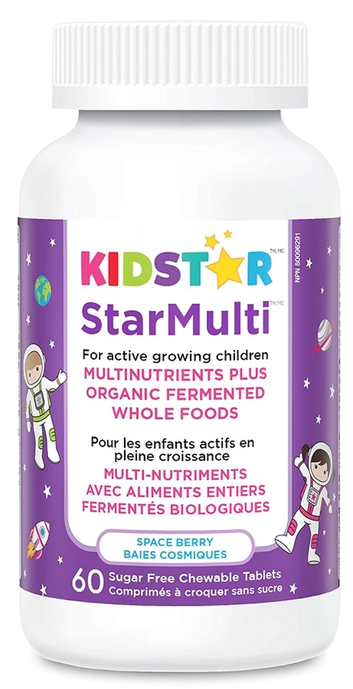KidStar Nutrients - Star Multi Kids Multivitamin, 60 Chewable Tablets, Space Berry Flavour for Active Growing Children - Helps Strong Bones, Teeth, Eyes, Heart Muscle and Immune Function - No-Sugar