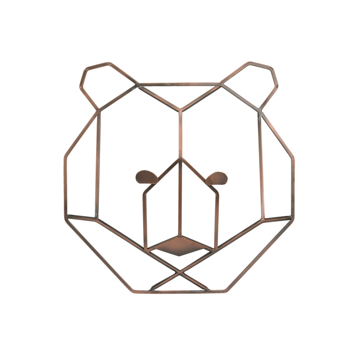 NoJo Mountain Patchwork Metallic Copper Wire Shaped Bear Head Wall Art