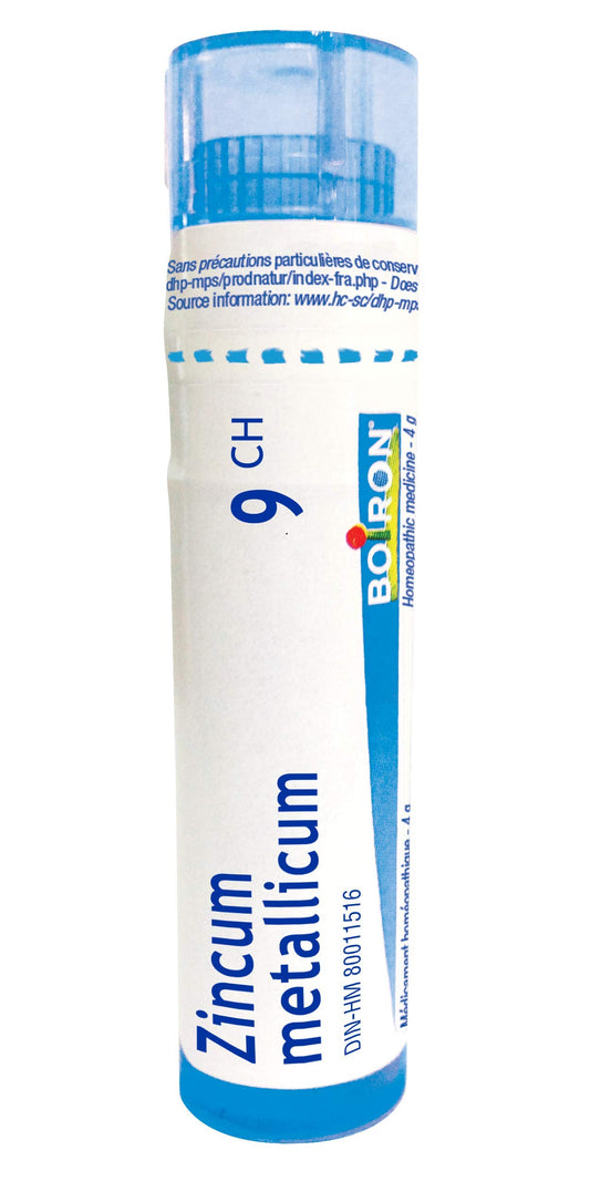 Boiron Zincum metallicum 9ch,Homeopathic medicine. Each tube contains 4 g (approximately 80 pellets)