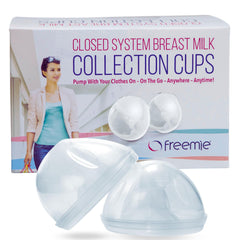 Freemie Freemie Closed System Breast Milk Collection Cups, Pump With Your Clothes On, On The Go, Anywhere, Anytime!, Clear, 25mm And 28mm Funnels (Compatible Pump Not Included)