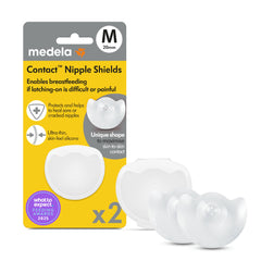 Medela Contact Nipple Shields for Breastfeeding, 20 mm, Food Grade Silicone, Designed to Protect Cracked or Sore Nipples and Support with Latch-On, Made Without BPA, Pack of 2