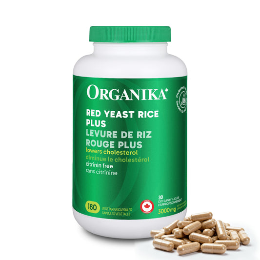 Organika Canadian-Made Red Yeast Rice Plus- Plant Sterols, Cholesterol Support- 180vcaps