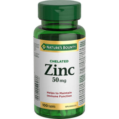 NATURE'S BOUNTY Zinc, 50 mg, Helps Immune Function, Helps Metabolize Nutrients, Aids Tissue Formation, For Good Health & Healthy Skin, Caplets, 93 g